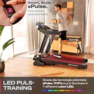 Sportstech - F37s Tapis Roulant Pieghevole, Dotata di LED Tapis Roulant Professionale con 15 Livelli di Inclinazione, 7 Cavalli Tapirulan Pieghevole, Cuscino con Display LCD e Console