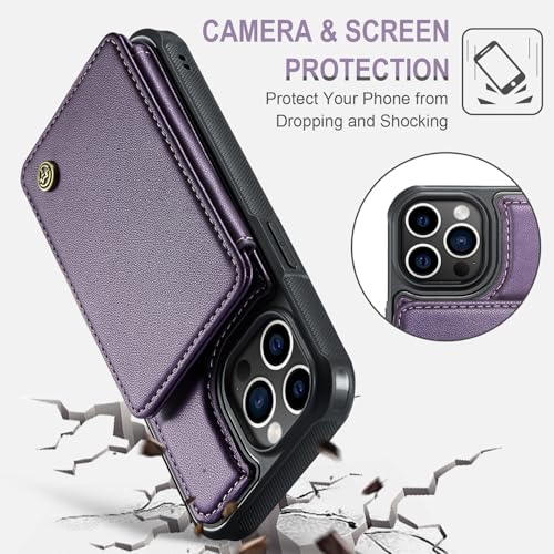 Vinich for iPhone 12 Pro Max Wallet Case with Card Holder, RFID Blocking Credit Slots Kickstand Shockproof Phone Cover Fit for iPhone 12 Pro Max 6.7" Purple by Vinich - Used condition - Image 7
