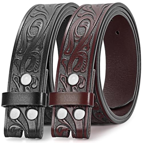Image of BELTROAD 2 Pack Western Leather Belt Strap for Men Women Cowboy Cowgirl Leather Mens Belts for Jeans Gift Belt without Buckle