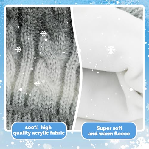 Kids Toddler Winter Beanie Hat with Pom Pom, Girls Warm Fleece Lined Knit Ski Cap for 2-6 Years, 2 Replaceable Pom Poms3