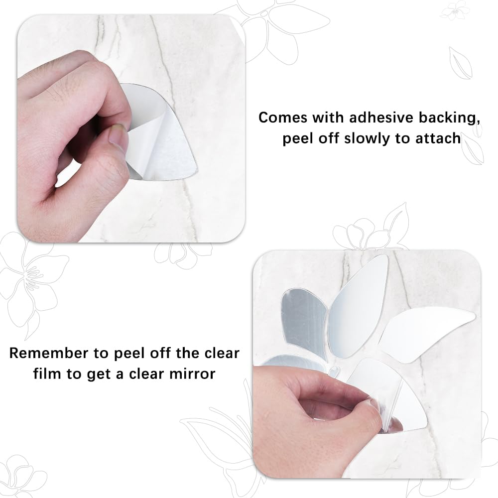 Mirror Sticker, Acrylic Flower Walls Sticker, 3D Butterfly Wall Stickers Mirror - Image 3