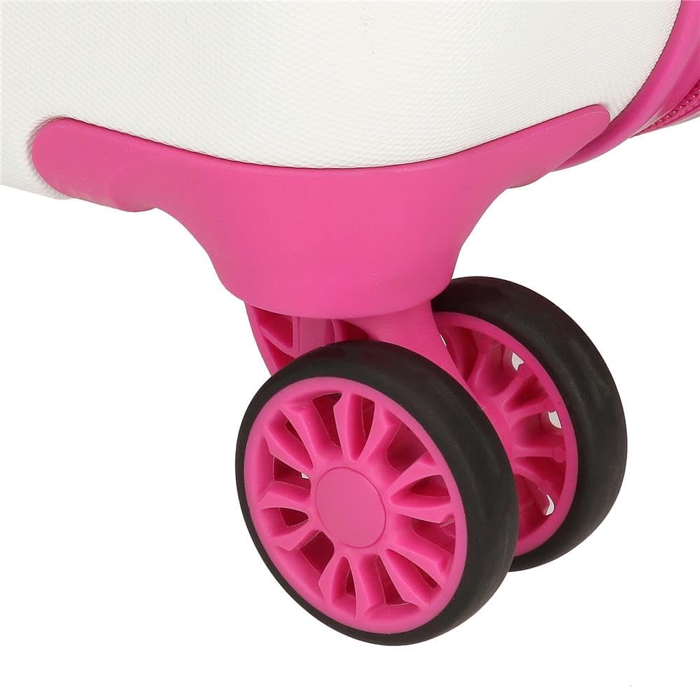 Joumma Disney Minnie Helpers Valigia Cabina, Valigia per bambini, realizzata in ABS, materiale resistente, quattro ruote doppie a rotazione multidirezionale, chiusura a combinazione laterale, bianco,