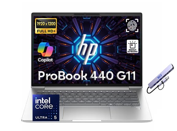 Image of HP ProBook 440 G11 Business AI PC, 14 inch FHD+ Display, Intel Core Ultra 5 125U (>Intel i7-1355U) Processor, Windows 11 Pro 32GB DDR5 RAM 1TB SSD, FR, RJ-45, Backlit KB, NLY Docking Station, Silver