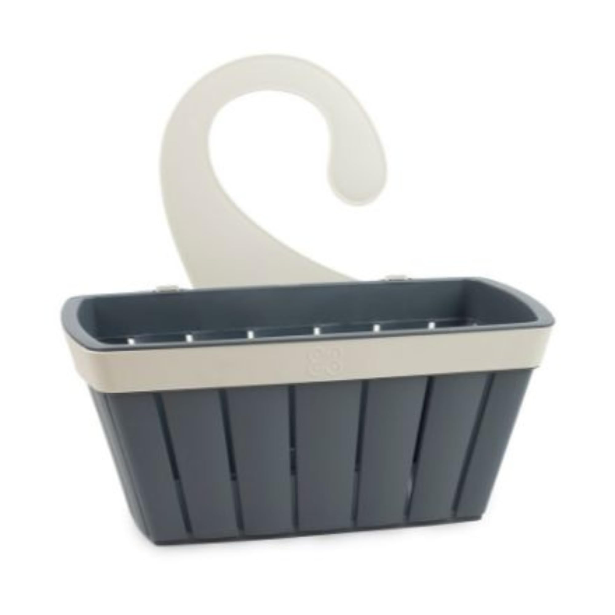 Ecoplast, Korb mit Universalhaken und ausziehbar, kann in jedem Badezimmer wie Duschaufbewahrung aufgehängt werden, aus recyceltem Kunststoff, umweltfreundlich, Farbe Anthrazit