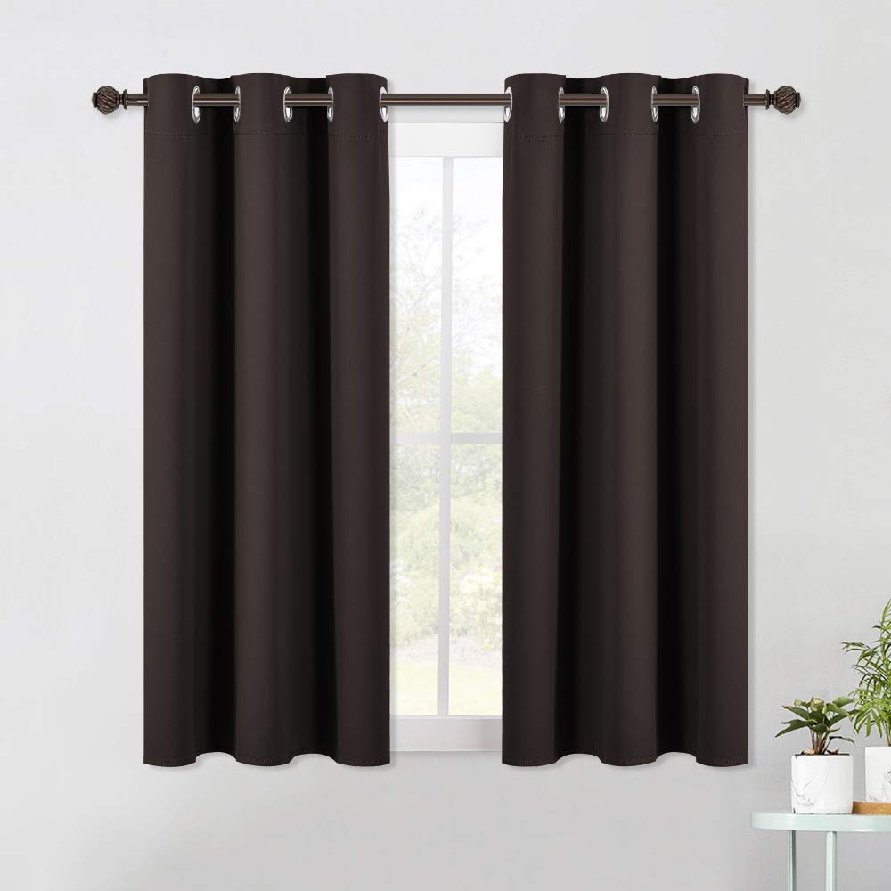 NICETOWN Living Room Blackout Draperies Curtains, Energy Smart Thermal Insulated Solid Grommet Blackout Curtains/Drapes Window Panels (2 Panels, 42-Inch x 54-Inch, Toffee Brown)