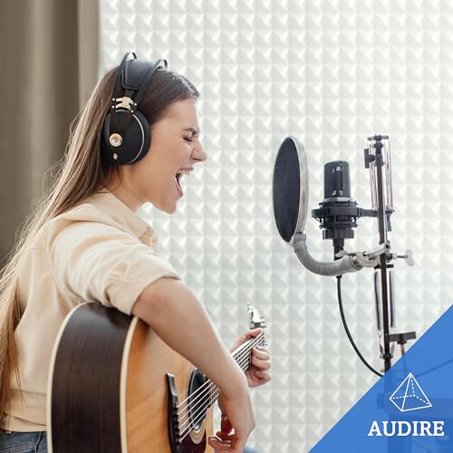 AUDIRE Akustikschaumstoff (4er Pack) mit hoher Schalldämmung durch Melaminharz – 30x30x5cm Akustikpaneele selbstklebend