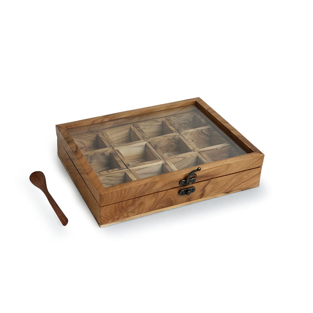 ExclusiveLane Wooden Spice Box - Masala Container Dabba -6 ExclusiveLane Wooden Spice Box - Masala Container Dabba -6