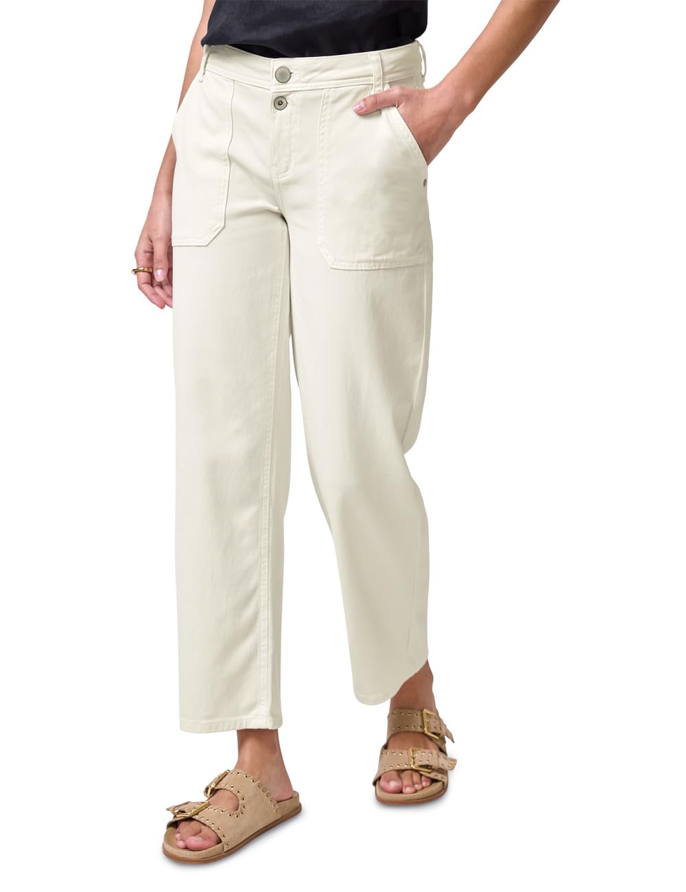 Street One Studio Women's F379473 Straight Leg Jeans, Ecru Washed, 28W x 28L