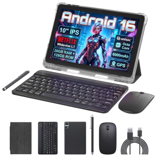 Image of 10 Inch Android 16 Tablet with Case,128GB,WiFi,6000mAh(Black)