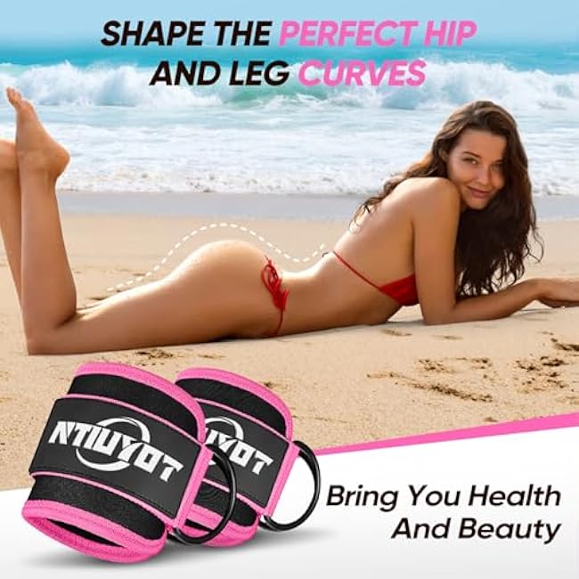 Ankle Resistance Bands with Cuffs, Workout Sets for Women, Resistance Bands for Working Out, Exercise Band for Leg Booty, Home Gym Workout Equipment, Ankle Weights Fitness Band Set