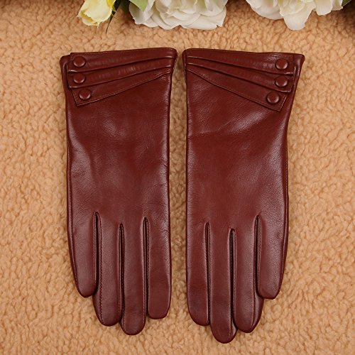 Warmen Women's Touchscreen Texting Driving Winter Warm Nappa Leather Gloves - 6.5 (US Standard size) - Saddle (Touchscreen Function/Cashmere Lining)