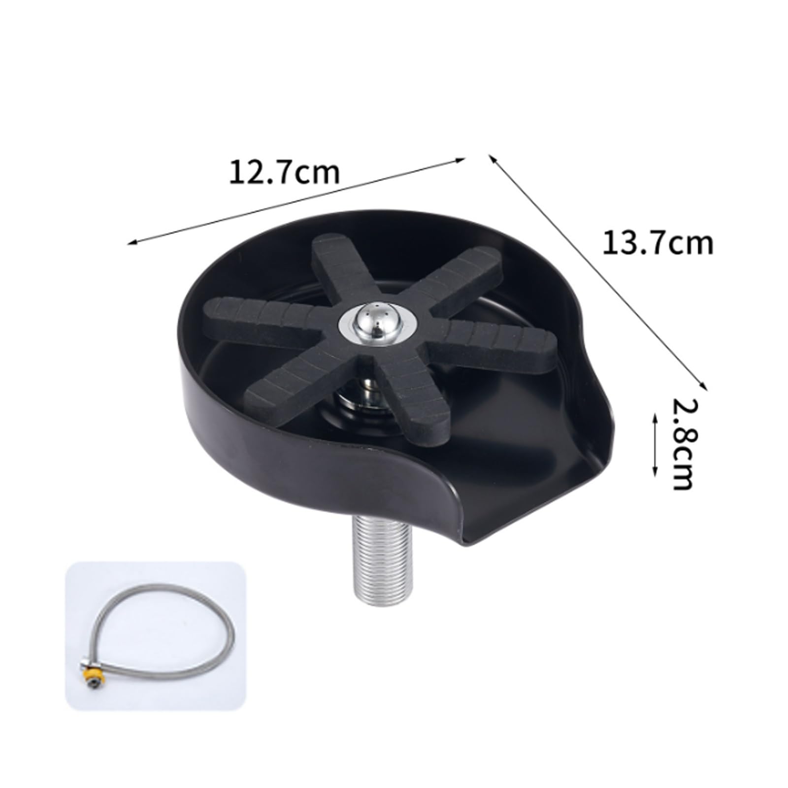 Enjuagadora de jarra Lavadora de alta presión de acero inoxidable Enjuagadora de vidrio Enjuague de 360 ​​​​grados Barra automática Fregadero con rociador Accesorio(Black - Metal)