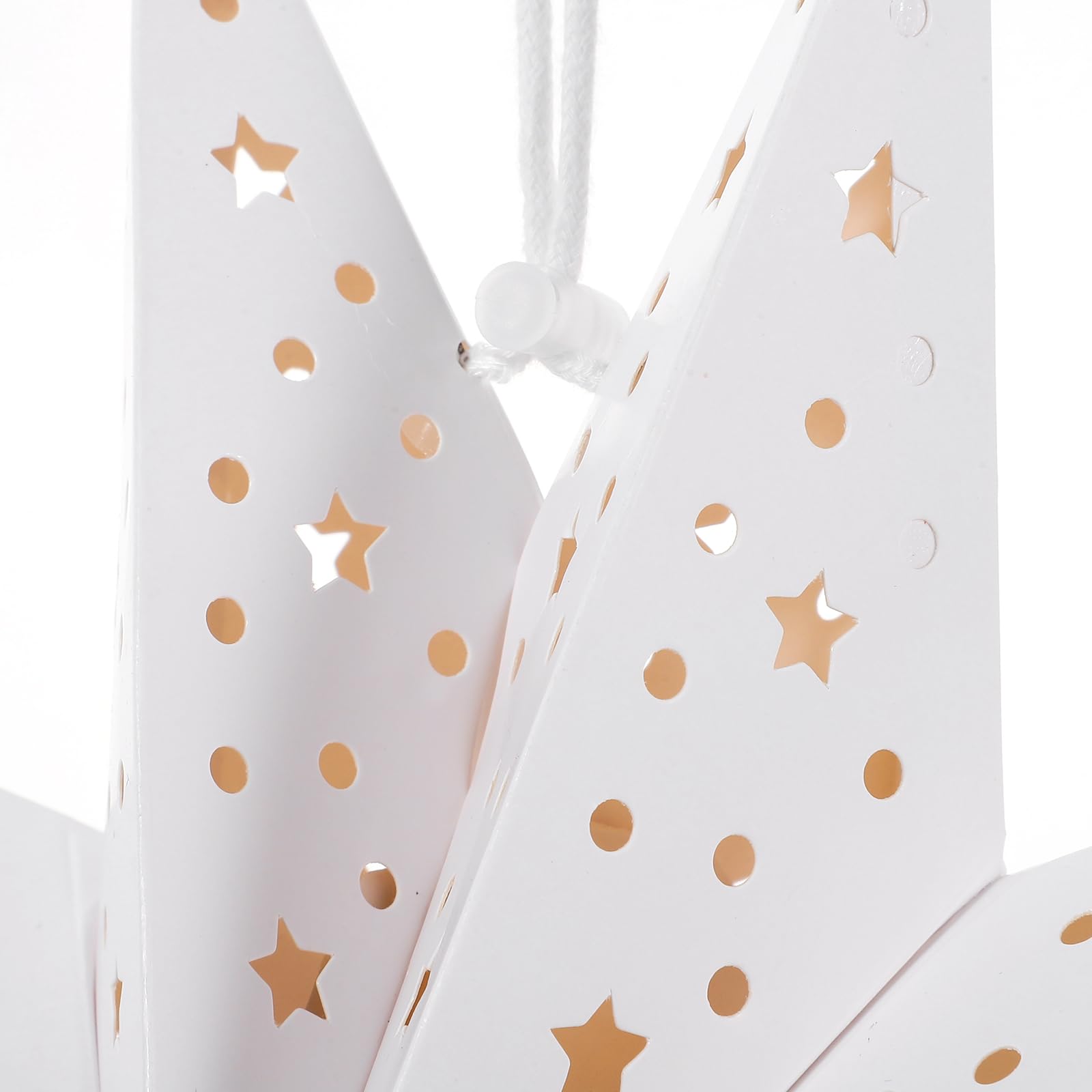 minkissy 3pcs Christmas Star Lamp Shade Hollow Out 9 Pointed Paper Star Lantern Ceiling Hanging Lamp Shades Covers Pendant for Xmas Wedding Holiday Party White