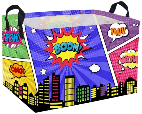 Image of Rectangle Kids Baskets Spider Basket Cute Storage Bin Fish Box for Room Decor Gift Basket(City)