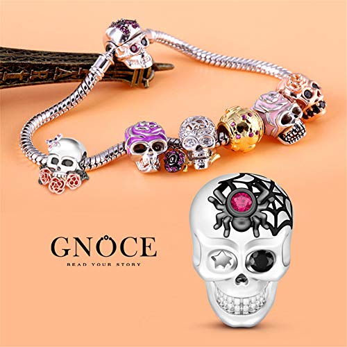 Image of GNOCE Skull Charm Bead Silver Pendant Dangle Charms fit Bracelet /Necklace Jewelry Gift for Women Men