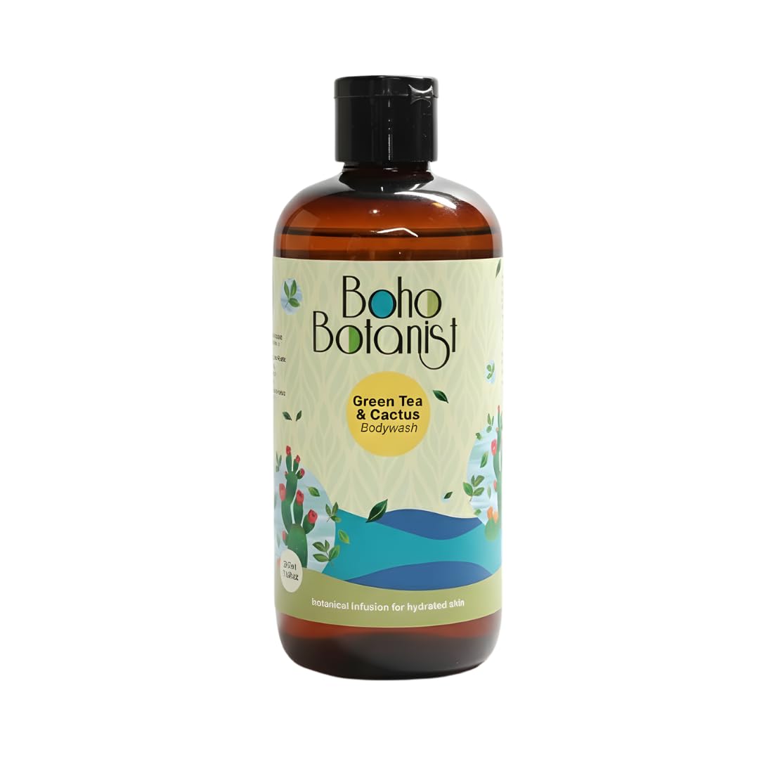 Boho Botanist Anti-aging and antibacterial Body Wash | Prevents Body Acne, Bumpy Skin & Deep Cleanses Skin | Green Tea & Cactus, Aloe Vera & Yuzu Lemon | Sulphate Free | All Natural Fragrance Shower Gel For Women & Men 300ml |All Skin Types-image-30