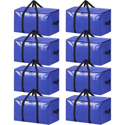 Image of BAGAIL Heavy Duty Moving Bags with Strong Handle, Extra Large Moving Boxes, Storage Tote for Clothes, College Moving Supplies(Dark Blue, 8 Pack)