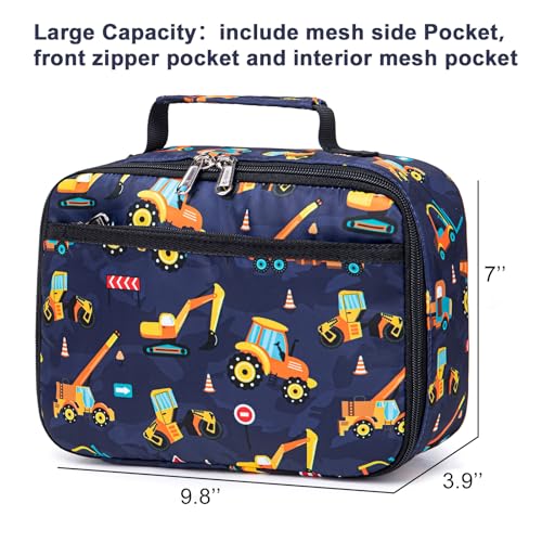 Image of BTOOP Lunch Bags for Kids Boys Insulated Lunch Boxes Cooler Toddler Lunch Tote Bag Thermo Picnic Bag for School Children(Truck-Navy Blue), 04364