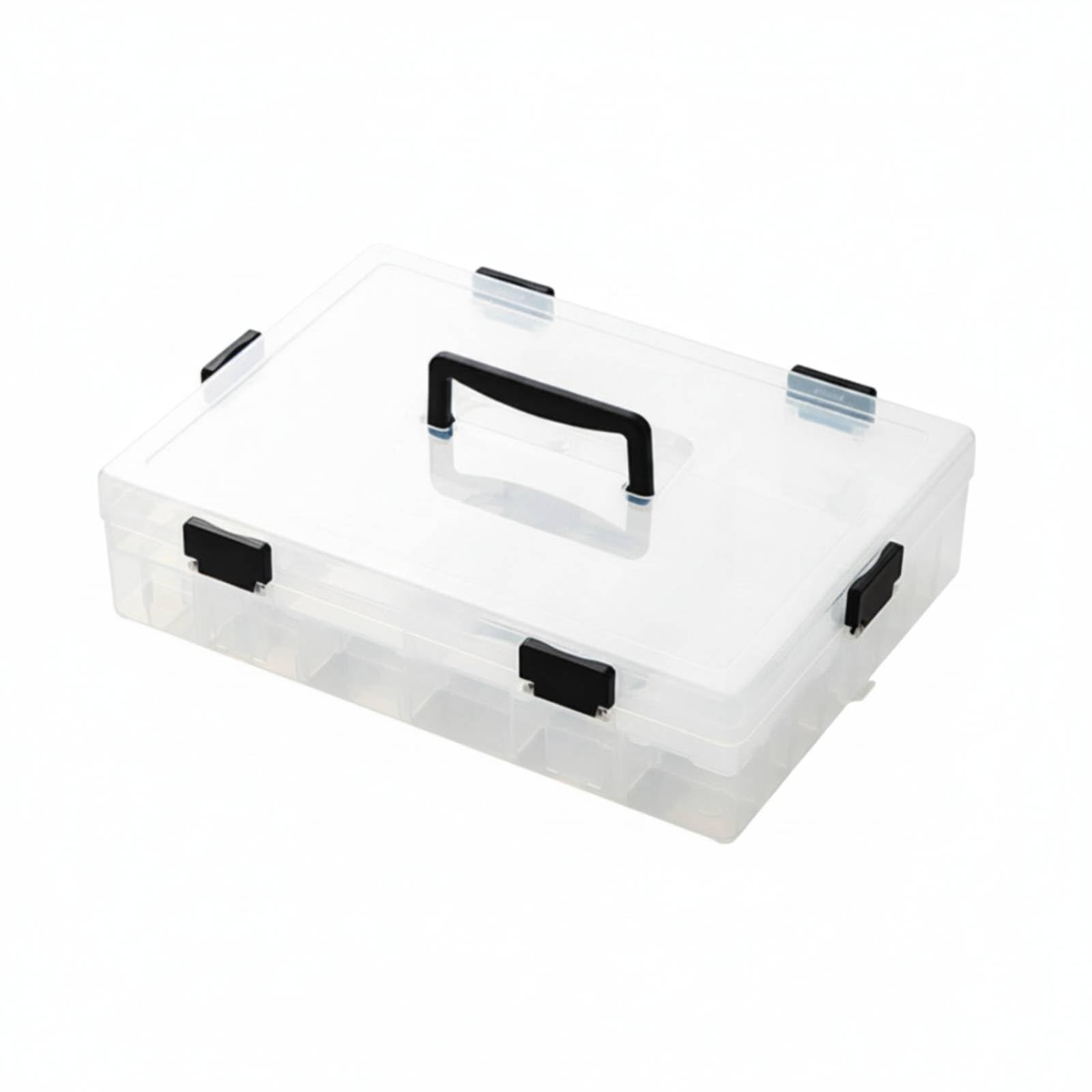 Baoblaze Contenitore Industriale Scatola Organizer Multi Scomparto Valigetta in Polipropilene con Manico Robusto E Chiusure Sicure Adatto Modellismo Gestione, Moderno Semplice, 2 Strati 59 Scomparti