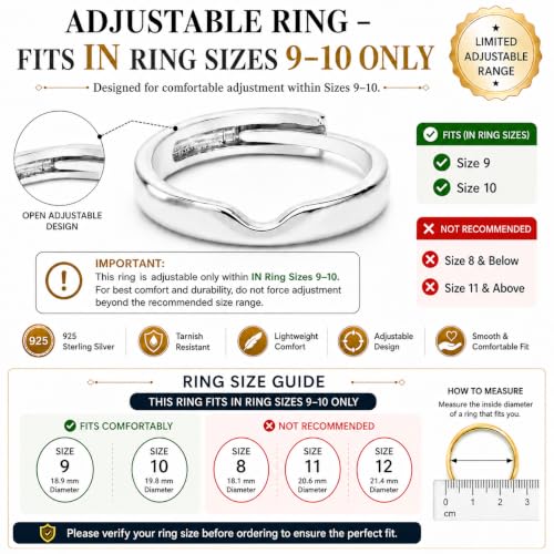 Image of 925 Sterling Silver Men's Classic Adjustable Band Ring | Silver Ring for Men Pure Silver 925