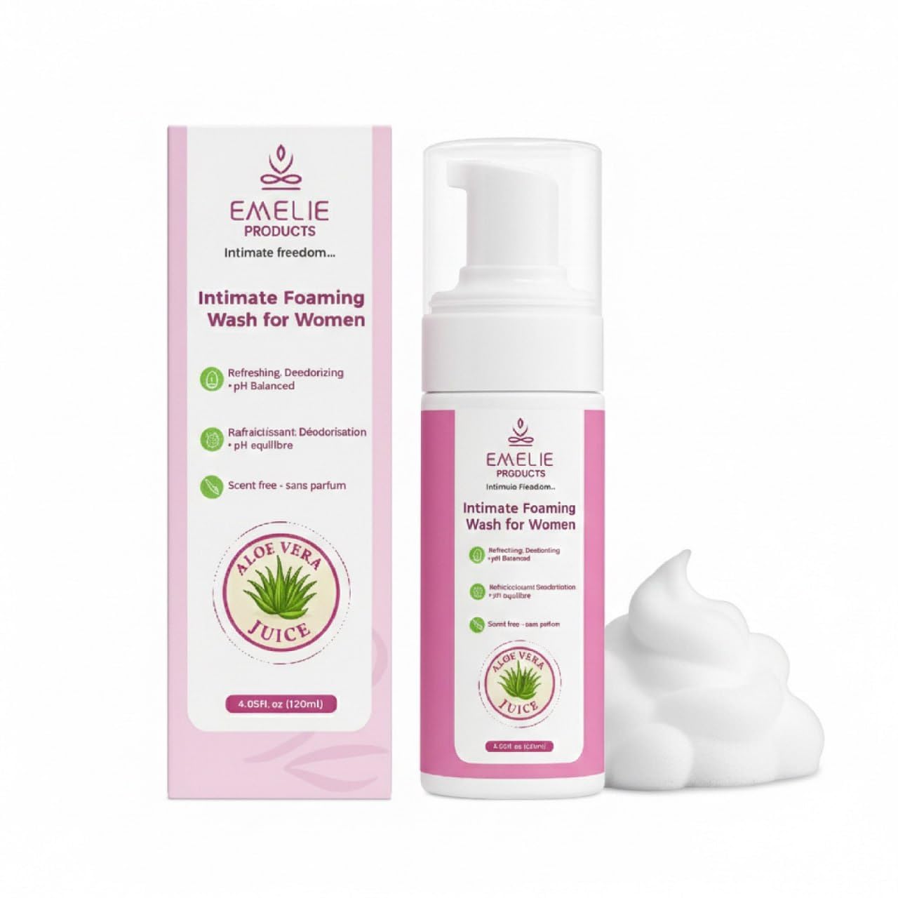 Intimate Foaming Cleanser for Women – pH Balanced Feminine Wash with Calendula, Chamomile & Aloe – Gentle Daily Cleanse for Sensitive Skin, Hydrating & Plant-Based – 4.05 fl oz
