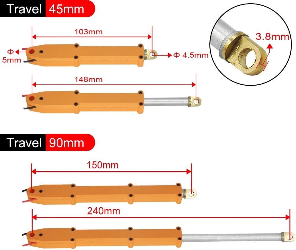 N20 Electric Full Metal Push Rod Cylinder, 45/90mm Stroke, 5V-8.4V Closed Linear Actuator for 1/16 RC Dump Truck DIY(45mm with Driver)