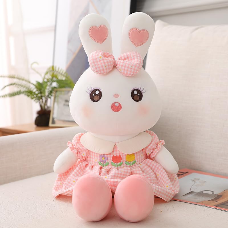 Carino Coppia Coniglio Peluche Giocattolo Kawaii Gonna Coniglio Cuscino Dormire Peluche Animale Bambola Coniglietto per Bambini Regalo di Compleanno 90 cm Rosa