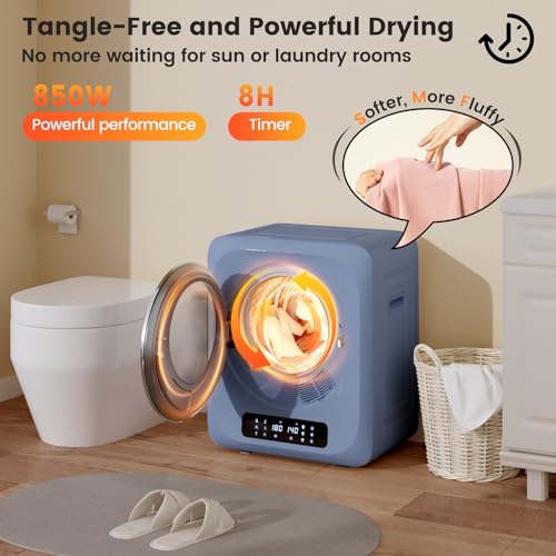 Image of VCJ Portable Dryer for Laundry, 12lbs Clothes Dryer with 6 Drying Modes & 8H Timer, LED Display 850W Front Load Compact Electric Dryer for Apartment, RVs, Dorms