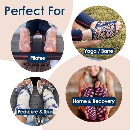 Image of Yoga Socks for Women Non Slip, Toeless Non Skid Sticky Grip Sock - Pilates, Barre, Ballet