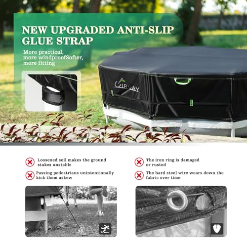 UIRWAY 500D Pool Cover 18FT Round [2026 Upgraded Heavy Duty Fabric] Solar Pool Covers for Above Ground Pools, New Super Windproof Gel-Coated Tarp Straps, Swimming Pool Covers with UV Protection - Thumbnail 5