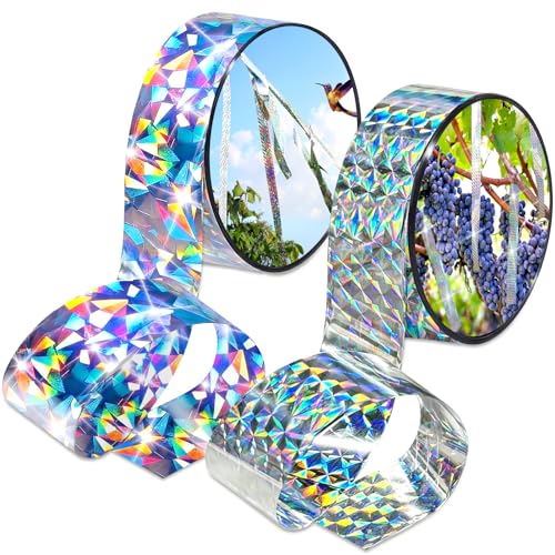 NLMWTI 2 Rollos Cinta Espantapajaros Exterior, Cinta Reflectante de Ahuyentador de Pajaros 80M x 2,5CM, Cinta Reflectante Aves Disuasiva para Pájaros, Balcones, Jardines y Tejados
