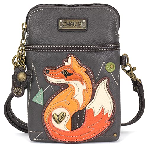 CHALA Cell Phone Crossbody Purse-Women PU Leather/Canvas Multicolor Handbag with Adjustable Strap - Fox A - ink