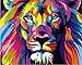 DIY Paint by Numbers Kit for Adults Kids Beginner with Frame, Komking DIY Canvas Painting by Numbers for Home Decoration, Colorful Lion 16x20inch