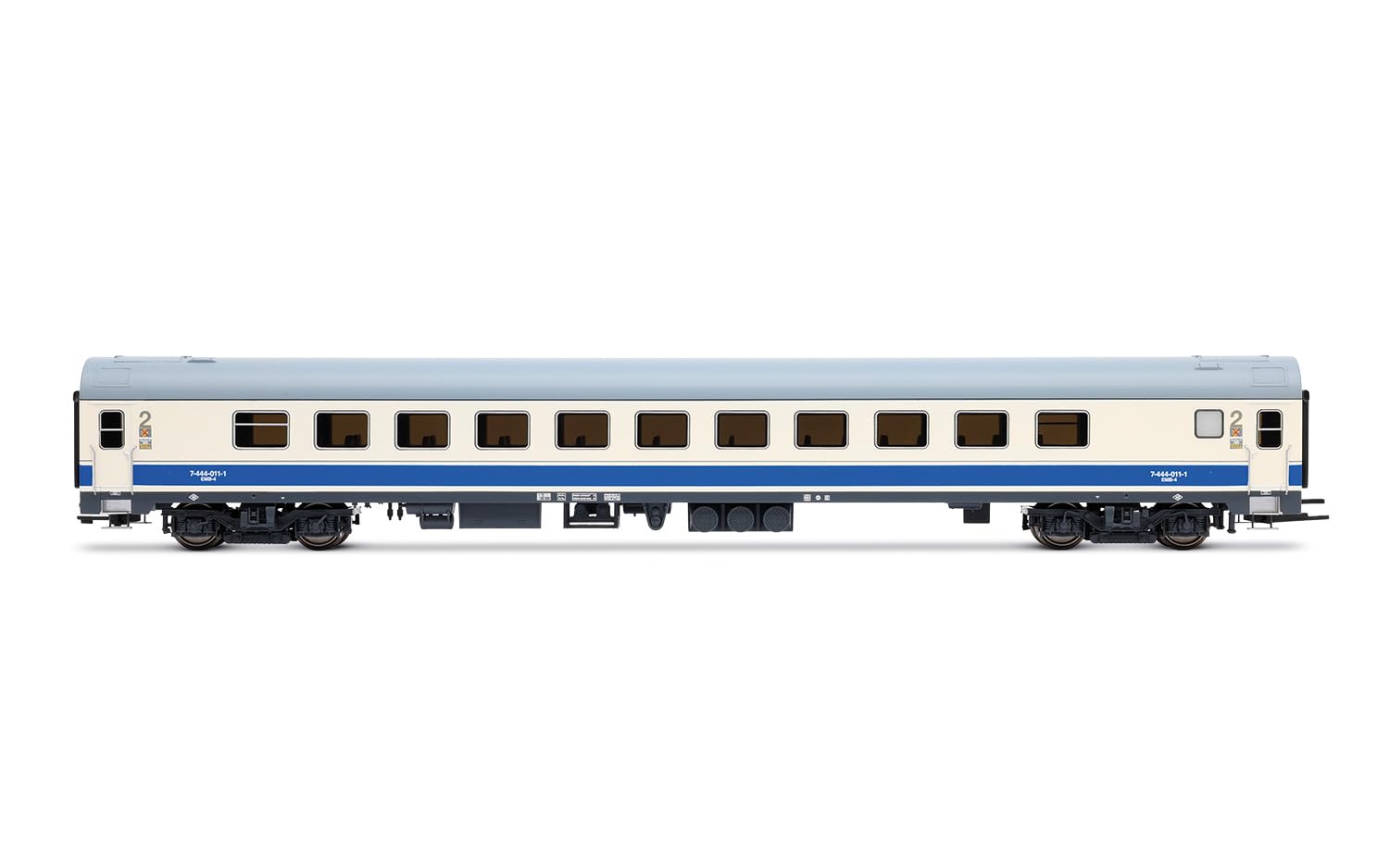 Electrotren HE2022 RENFE, zespół trakcyjny klasy 444, malowanie niebiesko-białe, ep. V, elektryczna lokomotywa kolejowa, dla osób w wieku od 14 lat