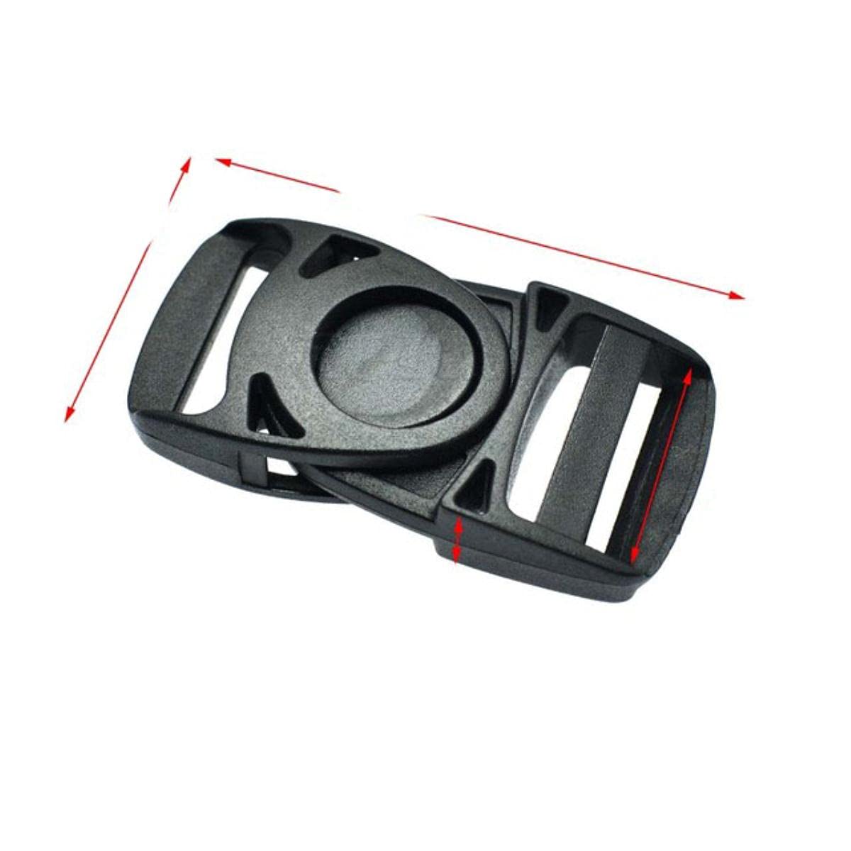 Hebillas centrales de liberación lateral de plástico Correas de mochila estilo giratorio con cabeza oscilante Correas 20 mm 25 mm 32 mm 38 mm-100 piezas, Tamaño de las correas 25 mm