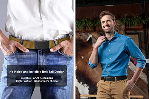 Fairwin Men's Ratchet Web Belt,1.25 Inch Nylon Automatic Buckle Belt,No Holes Invisible Belt For Men(Black, S) #TOP5