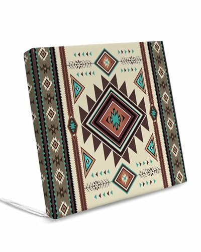 Edwiinsa Native American Western, Indoor/Outdoor Seat Cushions Cover, Waterproof Patio Chaise Lounge Cushion Cover for Beach Pool Side Chair Cushions 22x20x2Pieces Southwest Mexican Boho Brown