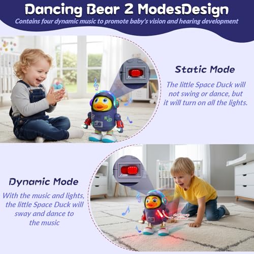 Umikk Baby Ente Musik Kinderspielzeug, Ente Baby Spielzeug 6 10 12 Monate mit Musik und Lichte, Elektrisches tanzendes Enten-Spielzeug, Interaktive Tanzende Musikente für Kindergeburtstagsgeschenke