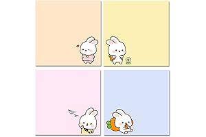 4 Pack 80Sheets Per Pack 3.15x3.15in Self-Stick Note Pads Kawaii Sticky Notes