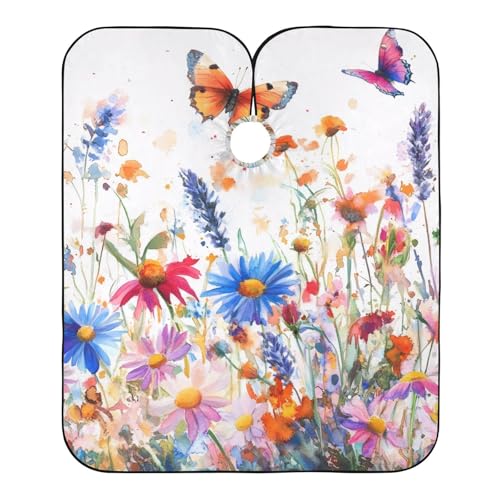 Hezely Flower Hair Dye Cape, Barber Cape for Adults,Waterproof Salon Cape,Waterproof Hairdressing Styling Hair Cutting, 65