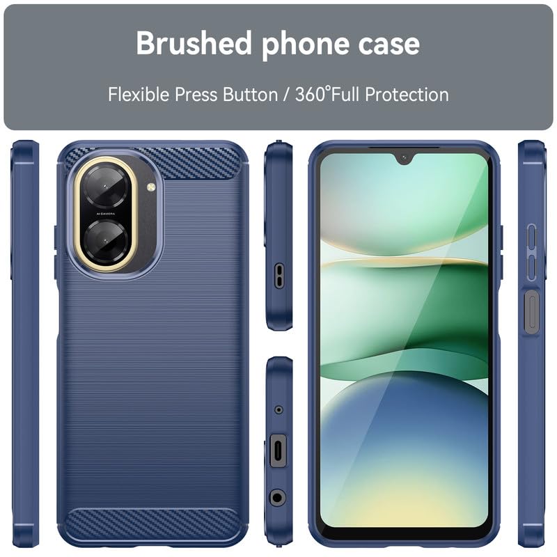 Image of Hybrid Carbon Fiber Back Case for Redmi A5 / Poco C71 (Blue)