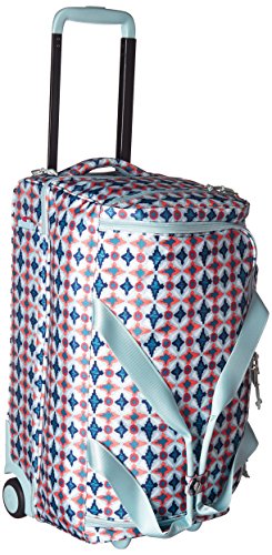 Vera Bradley Women's Duffle Luggage Lighten Up Foldable Duffel Rolling Suitcase, Water Geo, One Size