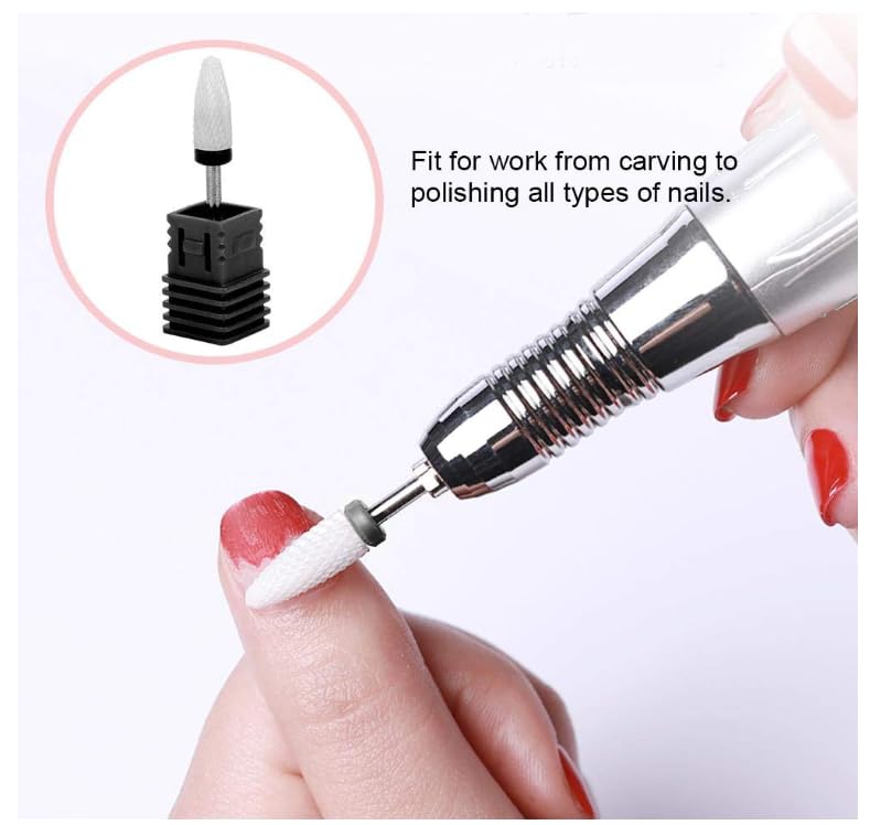 Ceramic Nail Drill Bit Corn-Head-Shape Professional Grinding Head for Nail Polishing(Black) 2