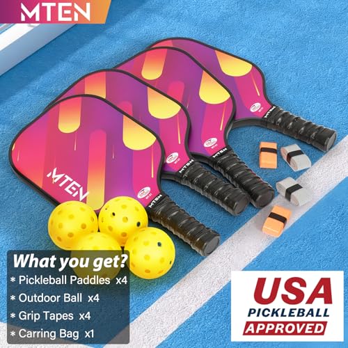 Image of MTEN Pickleball Paddles Set of 2 /4 /1, USAPA Approved Fiberglass Rackets