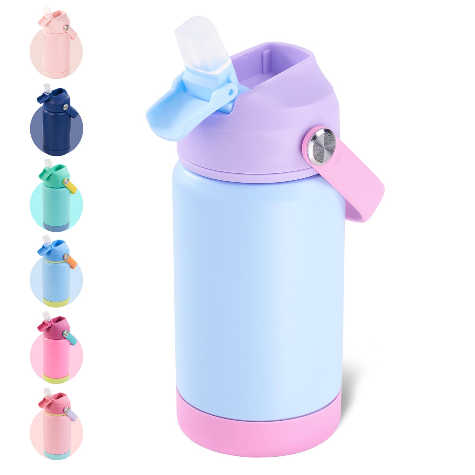 Fijinhom Kids Water Bottle, 360ml/12oz, Stainless Steel Insulated Water Bottle with Straw, Vacuum Leakproof