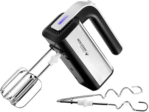 Miniatura 3 de Holstein Housewares - Batidora de mano y soporte de 5 velocidades de 250W con luz LED, negroacero inoxidable