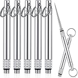 CHENGU 5 Pieces Metal Titanium Toothpicks Portable Toothpick Keychain with Protective Holder Stainless Steel Teeth Toothpick Reusable Toothpicks Pocket Toothpicks for Picnic Camping Traveling(Silver)