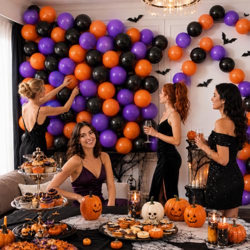 Image of Black Purple Orange Link Balloons,Linking Balloons for Halloween Decorations