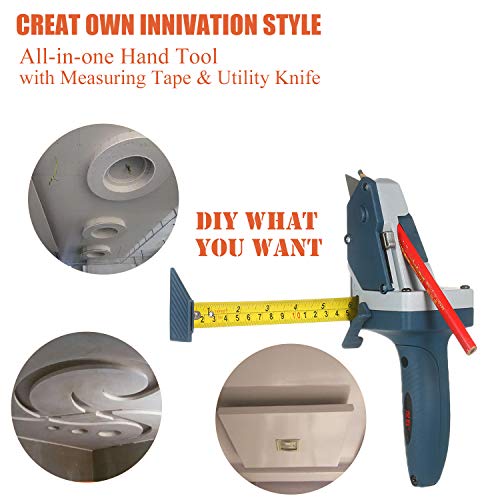 VISLONE All-in-one Gypsum Board Cutting Tool with Measuring Tape and Utility Knife Mark and Cut Drywall Shingles Insulation Tile Carpet Foam