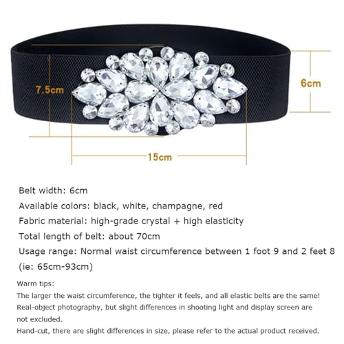 Elastic Versatile Wide Waist Seal Trendy Rhinestone Waist Belt for Women Decorative Gemstone Dress Waist Cincher Belt2